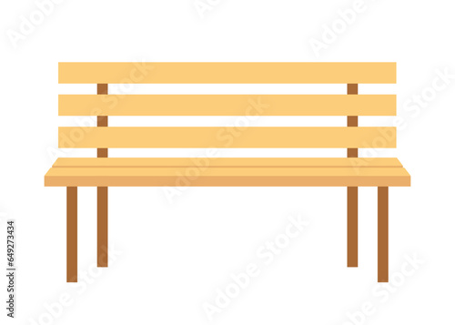 Bench for outdoor seating. Brown wooden bench. Vector