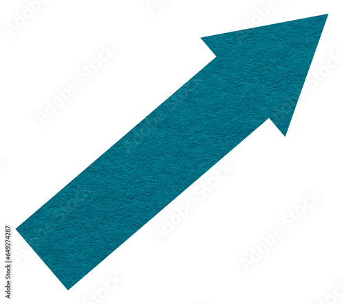 Blue paper arrow symbol on transparent background. Direction sign png.