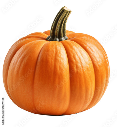 Orange pumpkin isolated on the transparent background PNG. AI generative. 