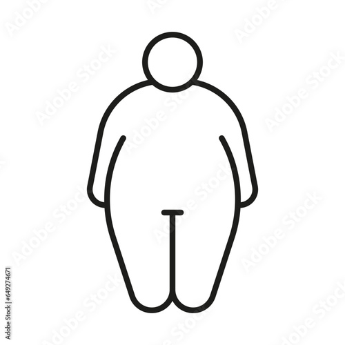 Obese body of person obese fat line icon. Fat figure and big size man. Vector illustration