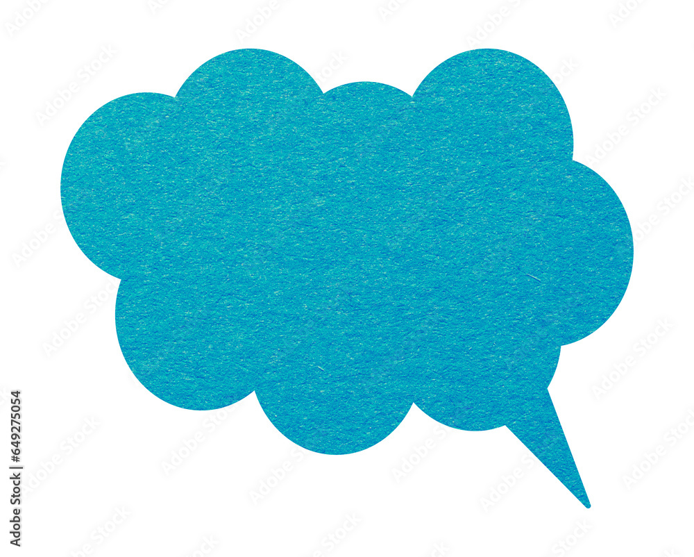 Blue paper speech bubble on transparent background with copy space. Chat balloon png.	Communication or comment sign. - obrazy, fototapety, plakaty 