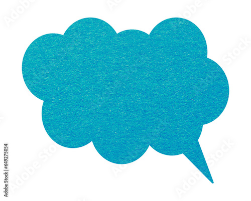 Blue paper speech bubble on transparent background with copy space. Chat balloon png.	Communication or comment sign.