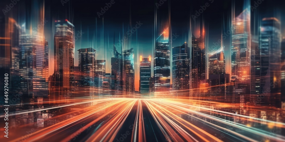 Fototapeta premium High-Speed Journey through the City at night
