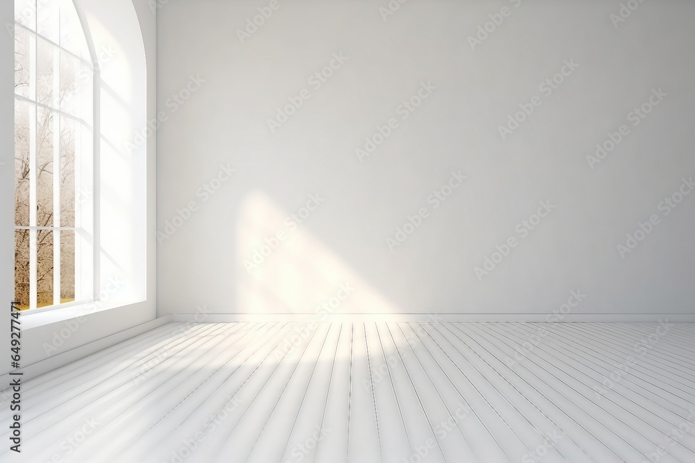 Minimal style interior room with white wall .3D rendering. generative ai. Minimal style interior room with white wall .3D rendering. generative ai.