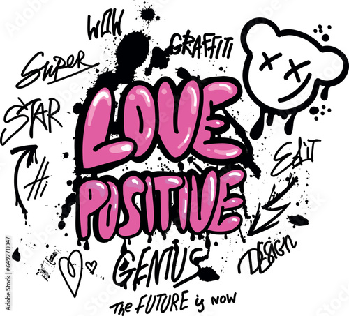 Urban typography street art graffiti slogan print with spray effect for graphic tee , web, card - Vector

