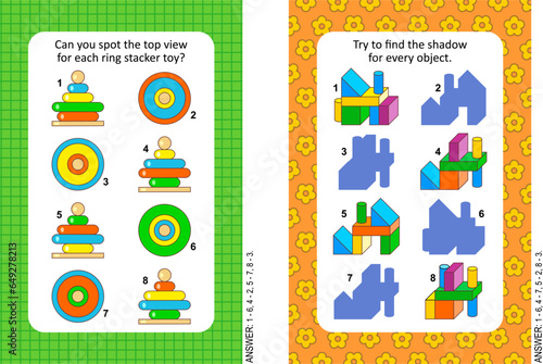 Two puzzle pages for ebooks, books, blogs, magazins, schoolboards, other media, or just for family fun. Complexity level vary. Answers included.
