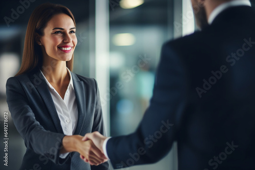 business people shaking hands on the background of the office