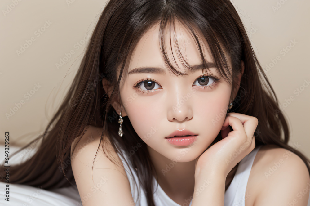 Beautiful caucasian woman portrait. Generative AI.