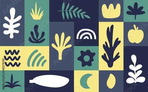 Vector logo and print design templates. Boho elements pattern. Abstract geometric pattern. Vector banner. Aesthetic vector