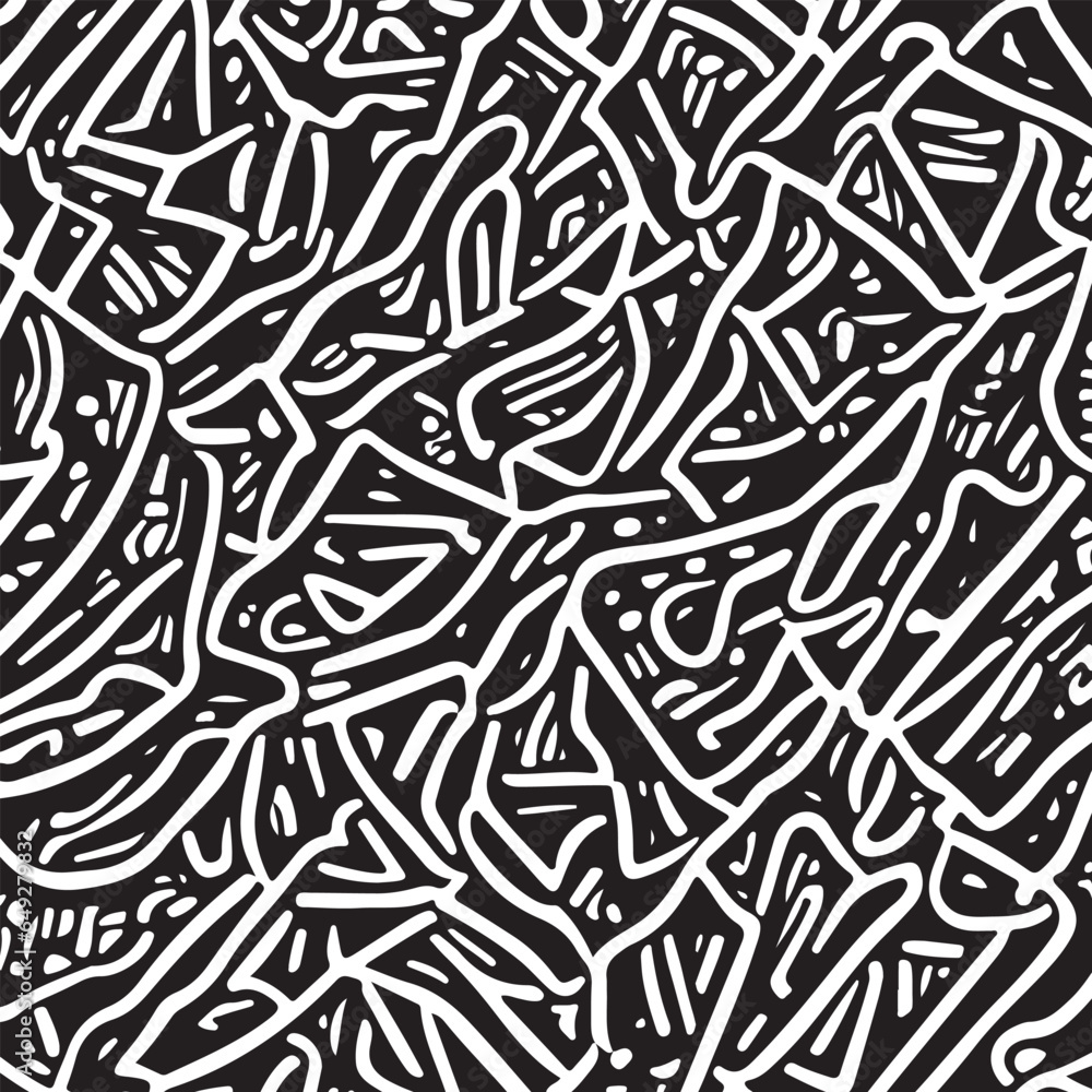 Vector abstract simple pattern for your game or background: black and white random shapes