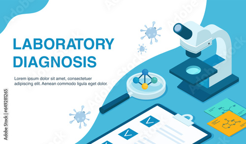 Laboratory diagnosis and services in health care concept, medical banner