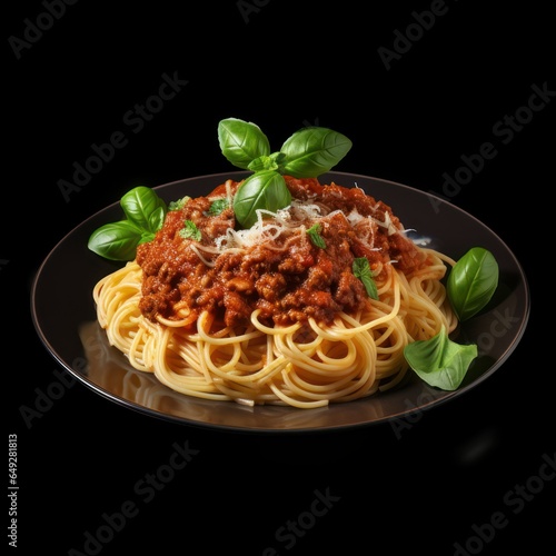 Spaghetti topped with a rich and hearty meat sauce, Traditional spaghetti Bolognese