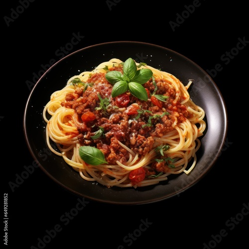 Spaghetti topped with a rich and hearty meat sauce, Traditional spaghetti Bolognese