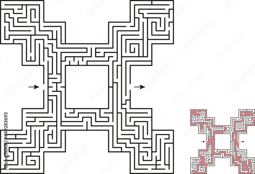 Maze game for kids and adults. Solution is included.