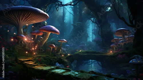 Mushroom world made with Ai generative technology