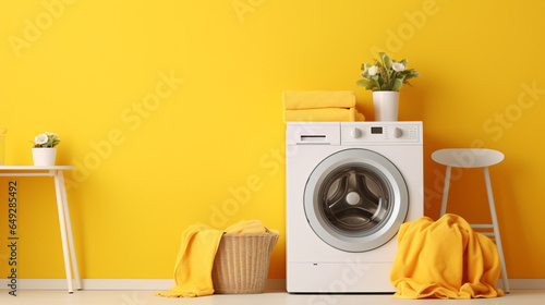 Interior of laundry room with a washing machine