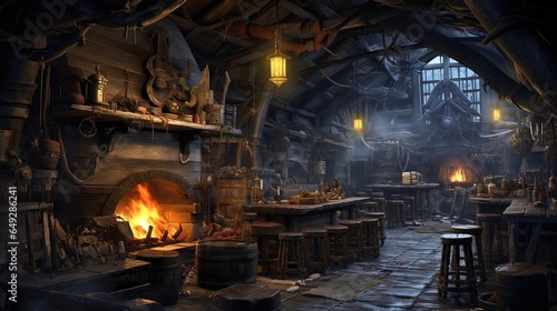 Tavern bustling with pirates  their narratives alive with sea monsters and tales of daring on the high seas. Pirate storytelling  maritime sagas. Generated by AI.