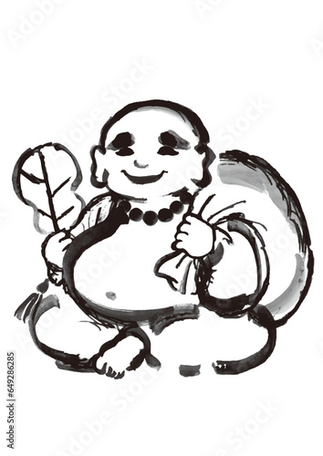 七福神の布袋尊の手描き和風イラスト