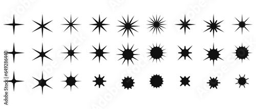 Stars. Set of editable icons. Vector icons with prickly stars. Flat design. A set of various spiky stars.