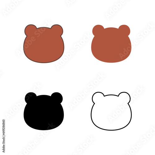 animal, bear head shape icon. solid, filled, outline style. Teddy bear simple avatar character. Soft baby toy face logo for animal cat cartoon. Vector illustration. design