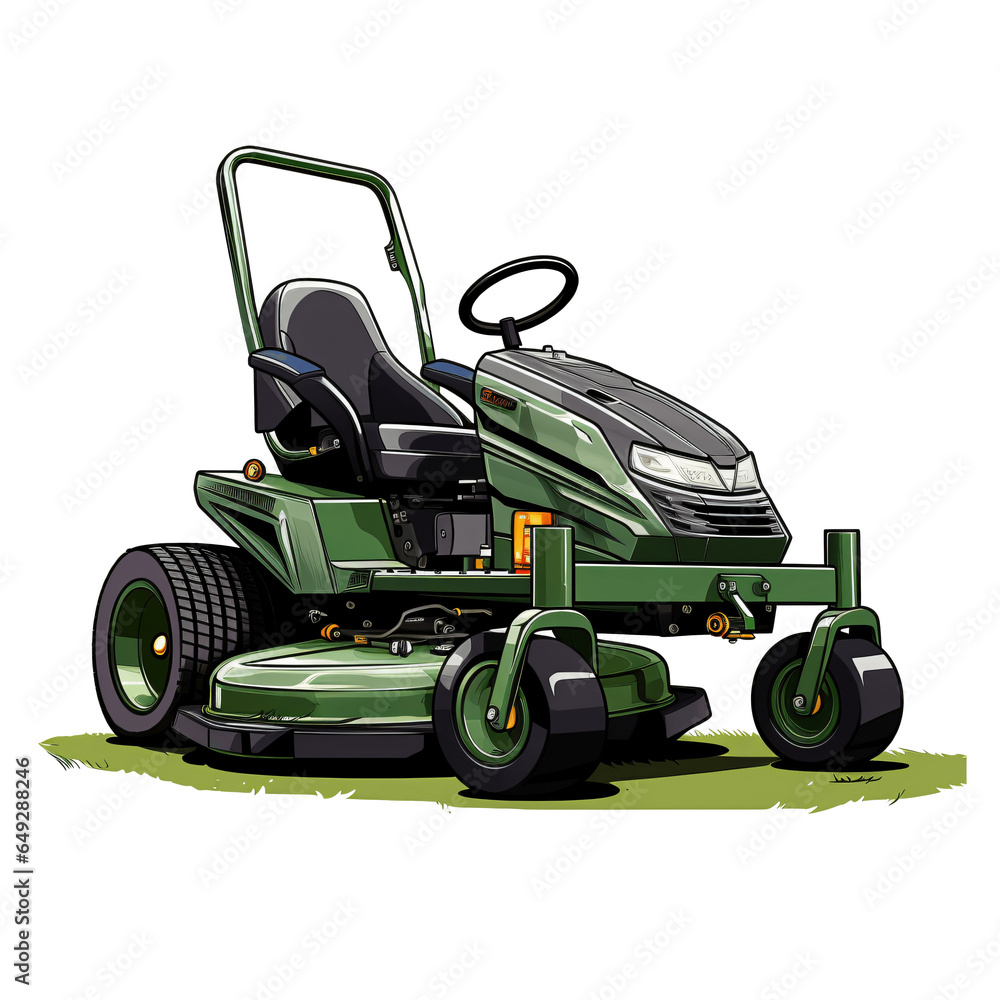 Fototapeta premium Green lawn mower, isolated on the transparent background PNG. 