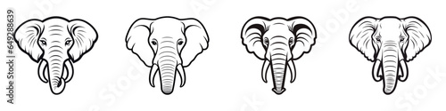Set of elephant head silhouette. Vector illustration. © Татьяна Петрова