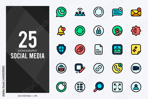 25 Social Media (Whats app) Lineal Color icons pack. vector illustration.