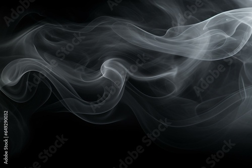 Abstract fog with swirling gray smoke on black background. Generative AI