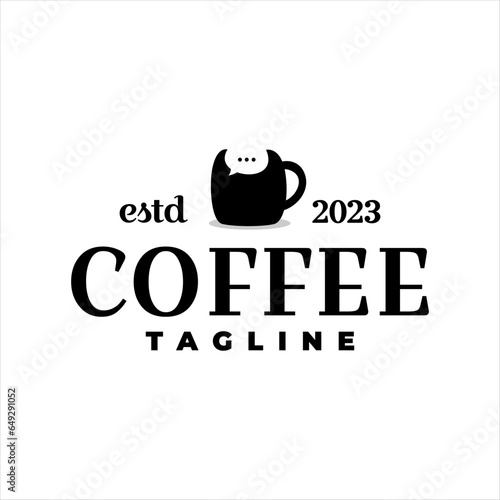 illustration of a coffee cup with a bubble chat. coffee shop logo vector template. chatting logo vector.