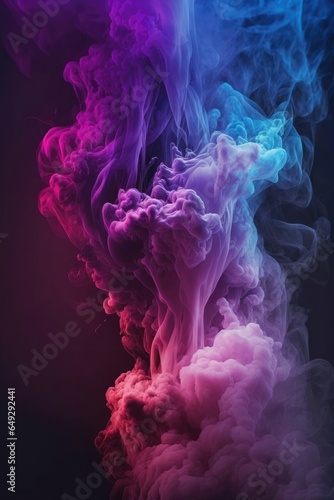 Colorful smoke isolated on black background. Abstract background drop in water