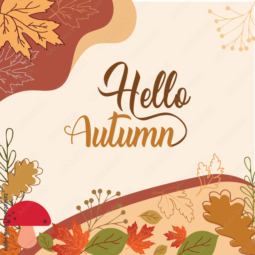 Obraz premium welcome Autumn Hand-Drawn Vector Fall Season Illustration & Design