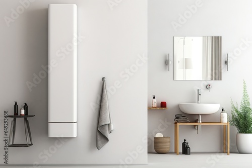 Obraz na płótnie White modern gas or electric water and space heater mounted on the wall w salonie