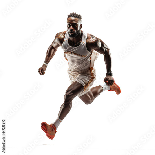 Athletic man running fast in sportswear, 3d