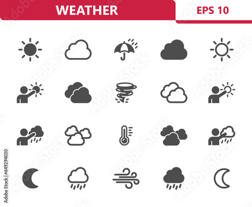 Weather Icons - Forecast, Sun, Moon, Cloud vector icon set