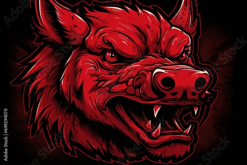 Mascot design features a red razorback hog. Generative AI photo