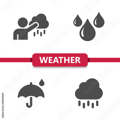 Weather Icons - Forecast, Weatherman, Cloud, Rain, Raining, Umbrella vector icon.