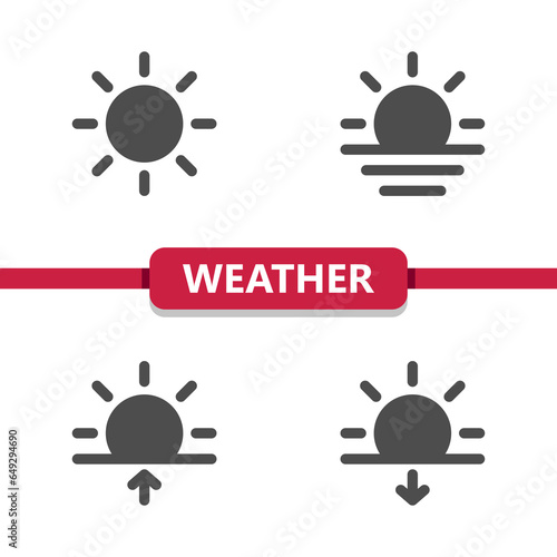 Weather Icons - Sun, Sunny, Day, Sunrise, Sunset, Sunup, Sundown vector icon.