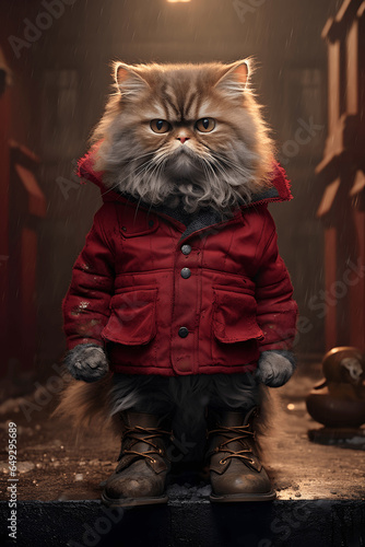 Retrato de un gato persa con botas