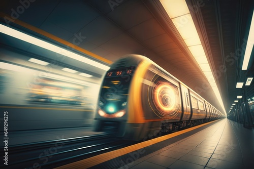 High speed train in the subway tunnel