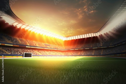 Soccer stadium with lights in the background photo