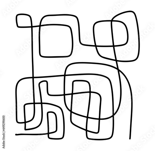 Continuous one line doodles drawing. Mid century modern minimalist art print vector. Abstract contemporary trandy aesthetic background