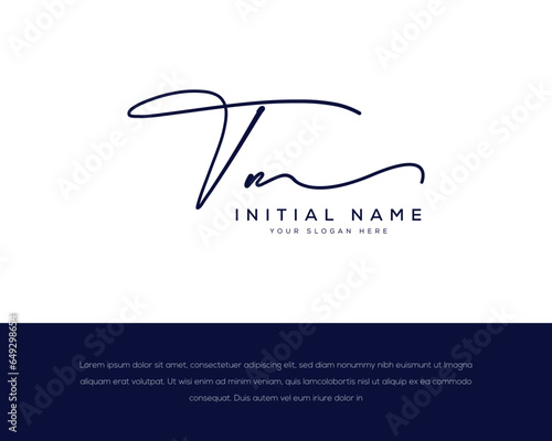 TM Initial letter handwriting and signature logo. TM logo design