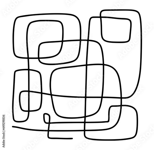 Mid century modern minimalist art print vector. Abstract contemporary trandy aesthetic background. Continuous one line doodles drawing