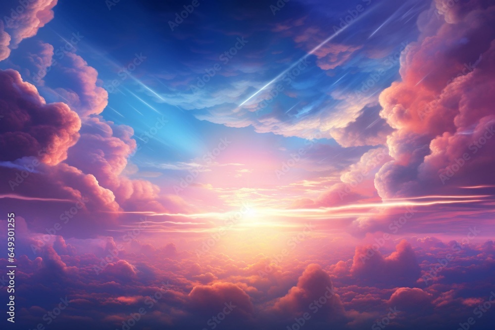 Stunning ethereal sky emanating vibrant light, perfect for uplifting backgrounds. Generative AI - obrazy, fototapety, plakaty 
