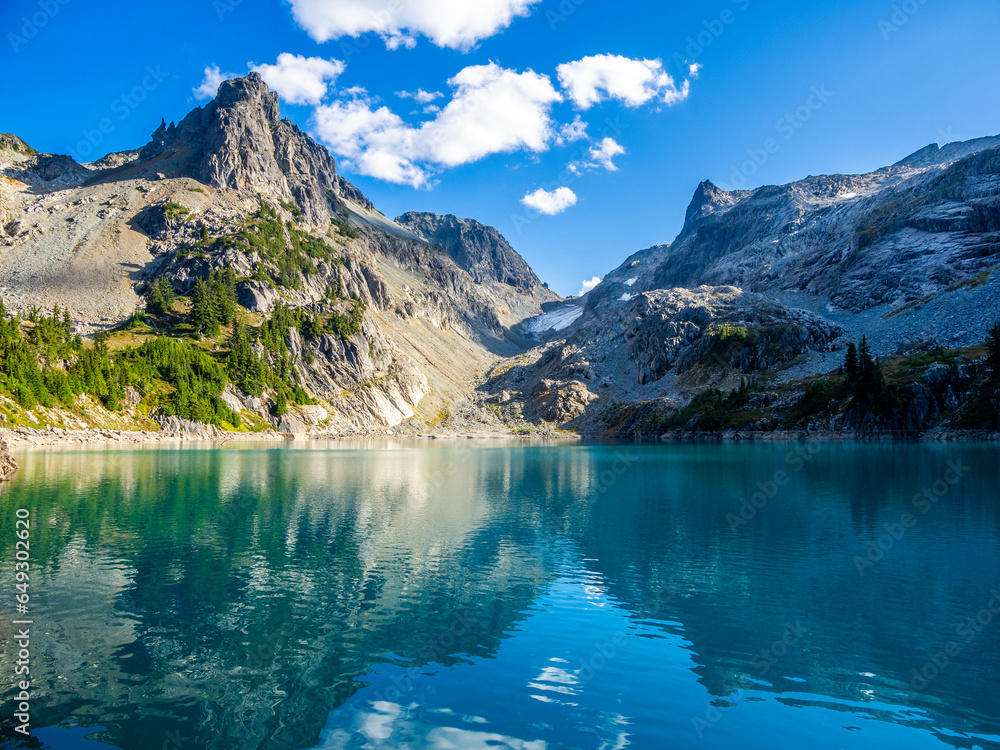 Iconic Jade lake in the Central Cascades, Alpine lake region, Washington, USA