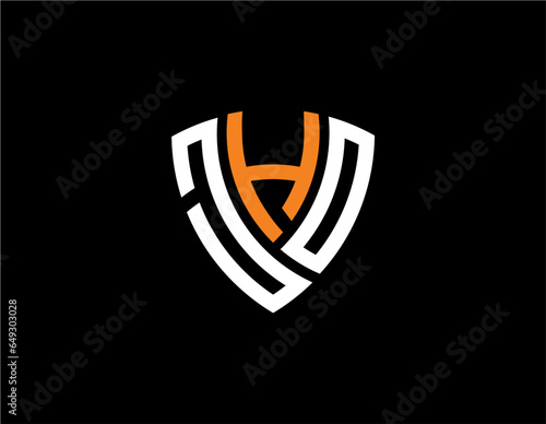 JHO creative letter shield logo design vector icon illustration