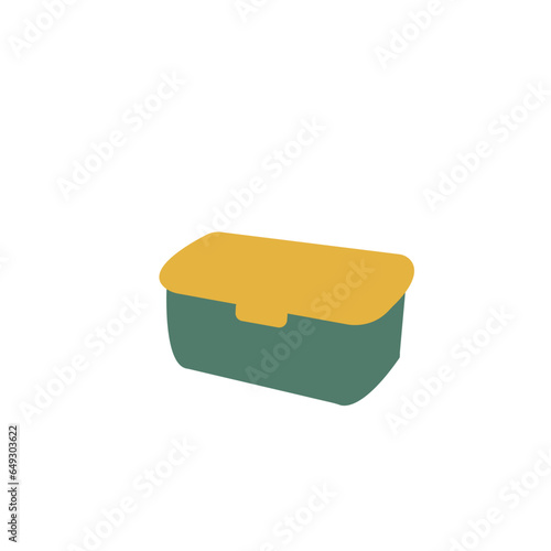 Go green character. Green lunch box sticker.