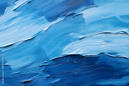 Abstract Artistic Texture Closeup of Dark Blue Painting with Vibrant Brushstroke Waves and Palette Knife Techniques on Canvas - A Captivating Wallpaper Background