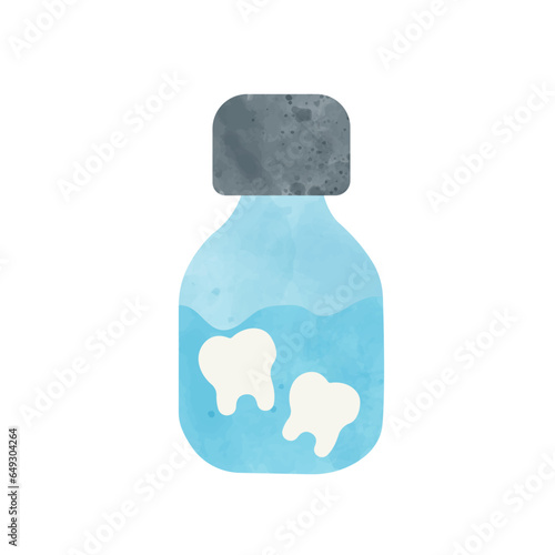 Dental character. Blue dentures sticker.