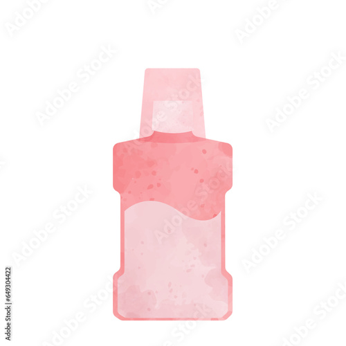 Dental character. Pink mouthwash sticker.